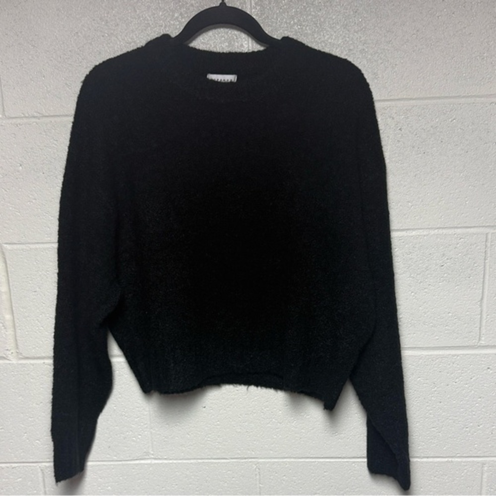 Topshop‎ Womens Black Crew Neck Wool Blend Pullover Sweater Size 4